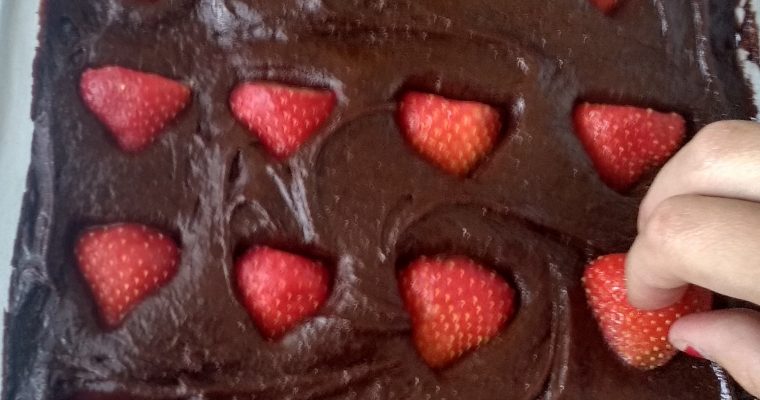 Brownies met aardbeien