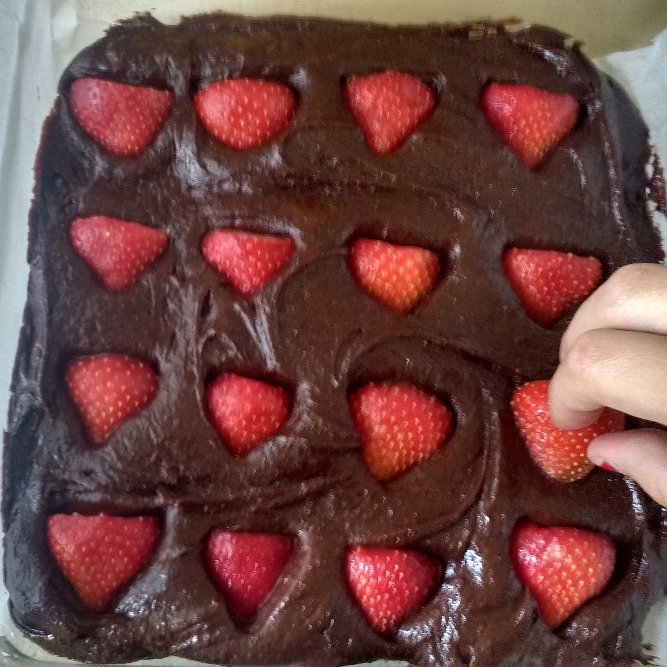 Brownies met aardbeien